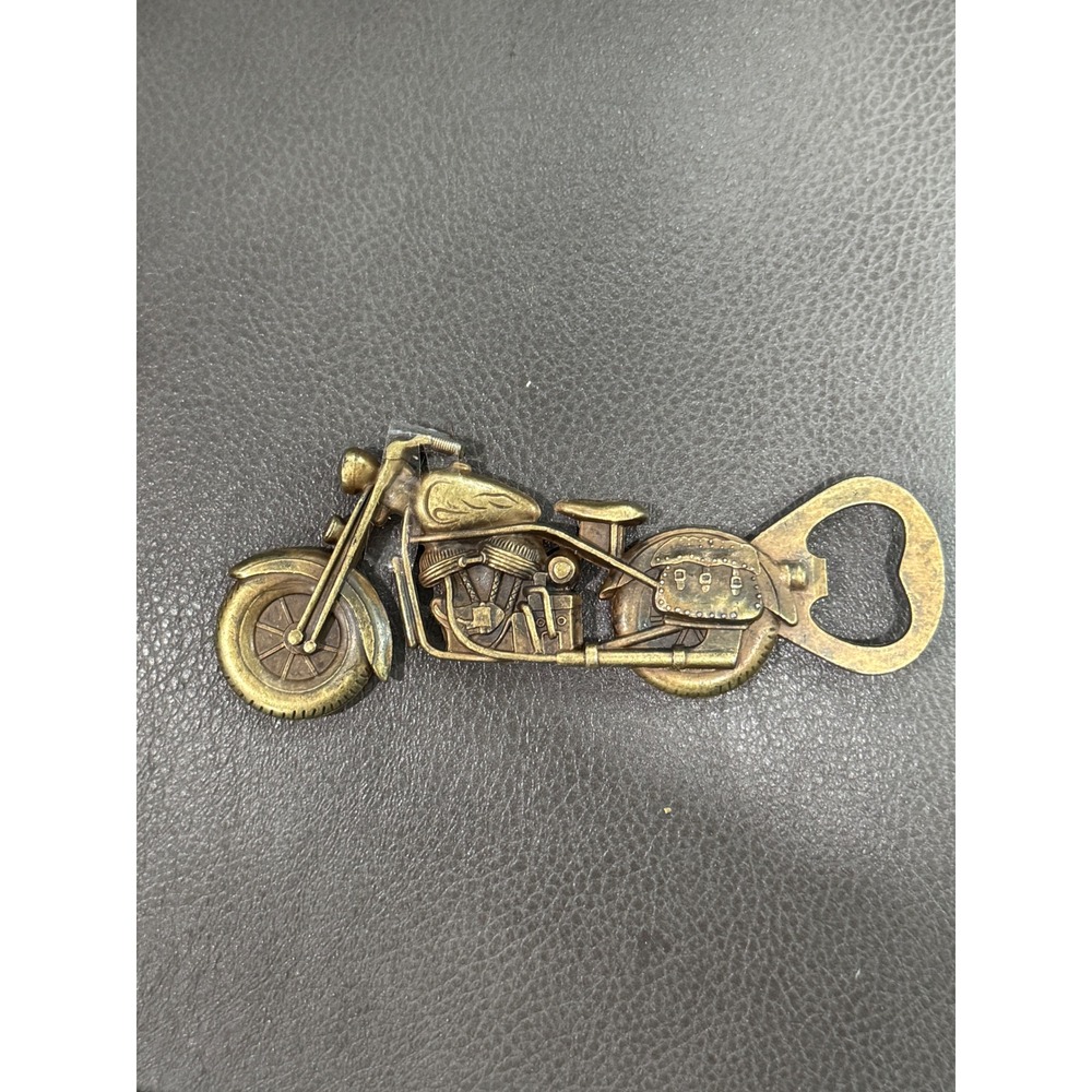 Vintage Bronze Motorcycle Bottle Opener Antique Metal Biker Cruiser Bar Tool